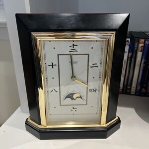 Vintage Seiko Decor Table Mantel Clock Moon Phase Triple Calendar Japan as-is